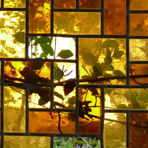 FENSTER--FARBE--GLAS--BLUMEN